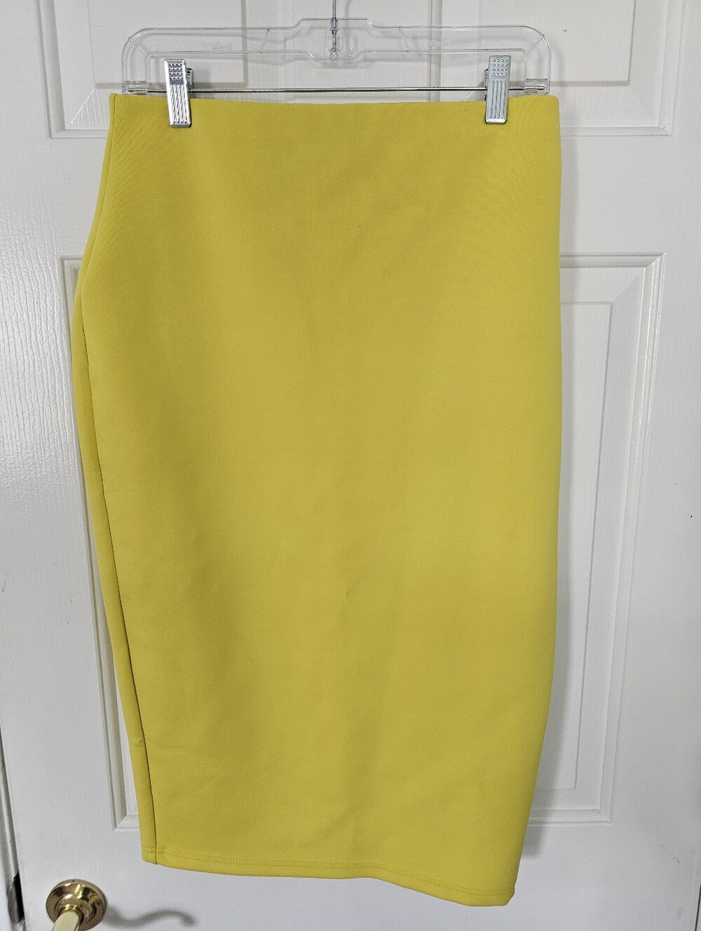 ASOS Yellow Pencil Midi Skirt Size US 10 Stretch Bodycon